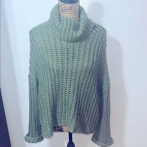 Princess Polly Green Chunky Knit Turtleneck Sweater